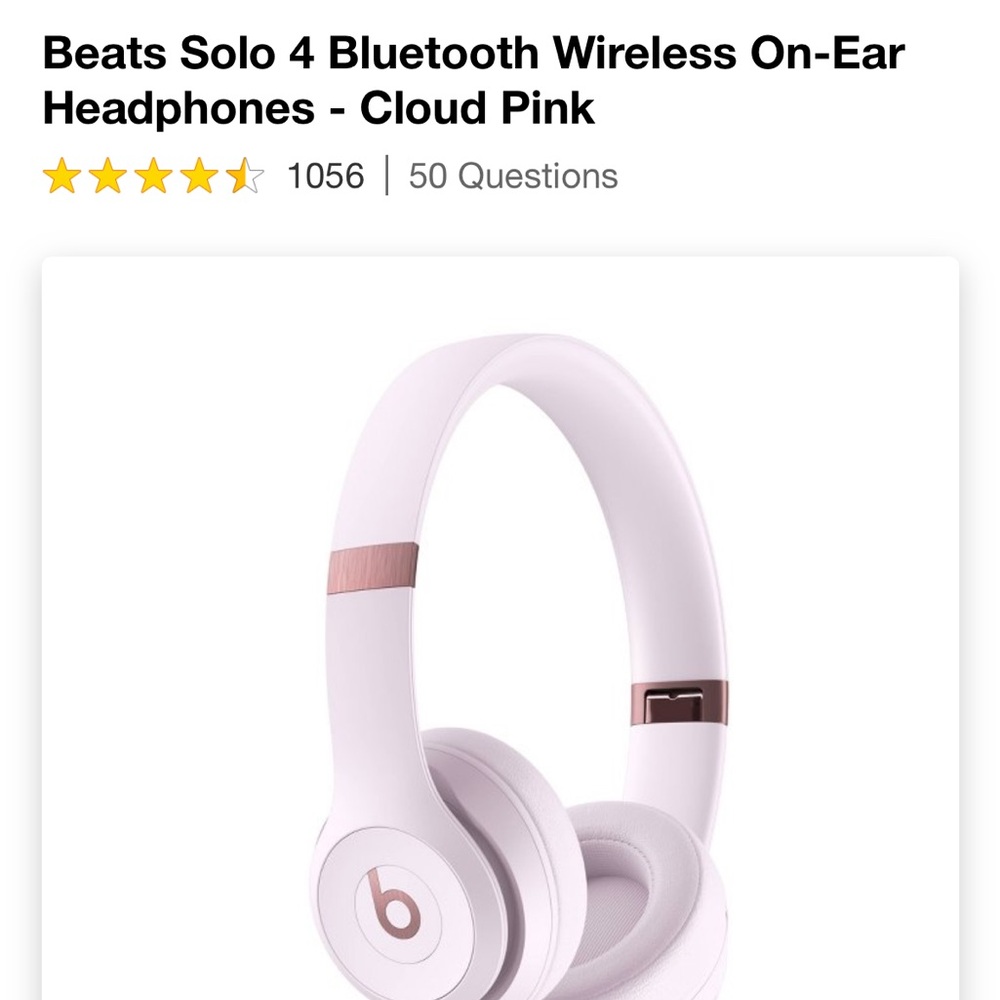 Beats Solo 4 Bluetooth Wireless On-Ear Headphones n Cloud Pink